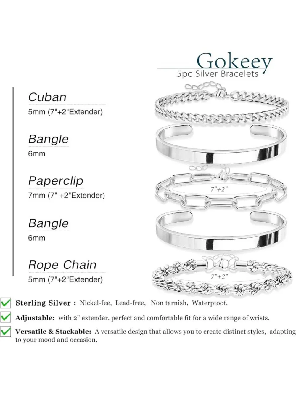 Trendy Gold Bracelet Set for Women - Waterproof, Non-Tarnish Stackable Bangles